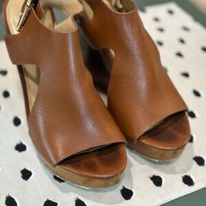 Michael Kors Tan Leather Wedge Sandals